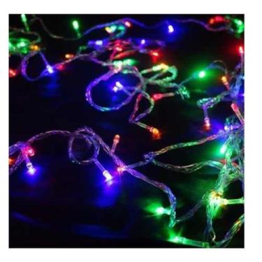 Imagem de Pisca Pisca Natal Led 100 Lâmpadas Colorido 8 Funções 220V Fio Transpa