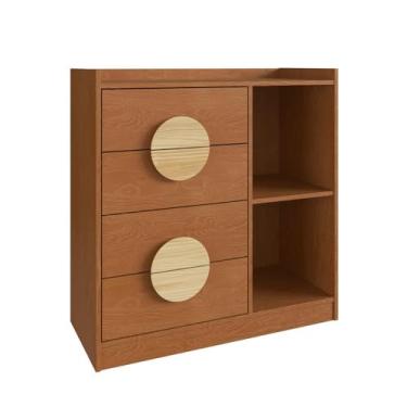 Imagem de Cômoda Édez Cembra, 4 Gavetas e 2 Prateleiras, Carvalho Vermontt