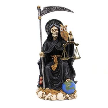 Imagem de Pacific Giftware Estátua religiosa de Santa Muerte Santa Muerte sentada com proteção de 22 cm (preto)