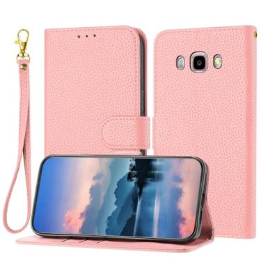 Imagem de Wallet Case Compatible with Samsung Galaxy J510/J5 2016 Compatible with Women and Men,Flip Leather Cover with Card Holder, Shockproof TPU Inner Shell Phone Cover & Kickstand (Size : Pink)