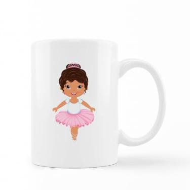 Imagem de caneca porcelana branca Bailarina dancando meiga feliz