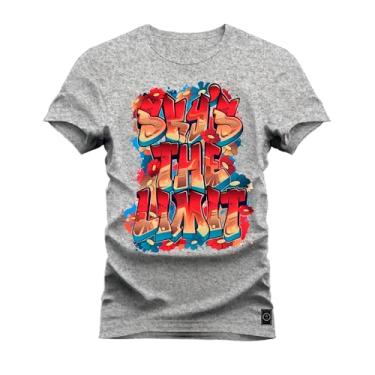 Imagem de Camiseta Plus Size T-Shirt 100% Algodão Estampada Durável Sky the Limit Cinza G3