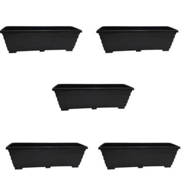 Imagem de Kit 5 Jardineiras de Plástico 50x17 cm Preta (Preto)