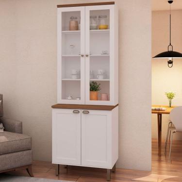 Imagem de Cristaleira Iluminata com Vidro 4 Portas Branca