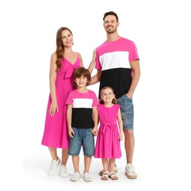 Imagem de PATPAT Conjuntos de camisetas de manga curta e manga curta com alças finas combinando para a família, Roseo, 4-5 Anos