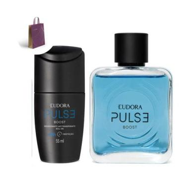 Imagem de Kit Presente Perfume Masculino Pulse Boost Eudora Amadeirado Fresco
