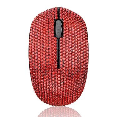 Imagem de Mouse sem fio luxuoso com strass de cristal deslumbrante 2,4 G para laptop, notebook, PC, computador, MacBook presentes para o escritório - vermelho