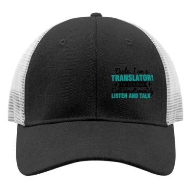 Imagem de Boné de tradutor de beisebol! Bonés de caminhoneiro para adolescentes retrô de malha snapbacks, Allblack, Tamanho Único