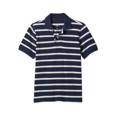Imagem de GAP Camisa polo de manga curta para meninos, Listra azul marinho, GG