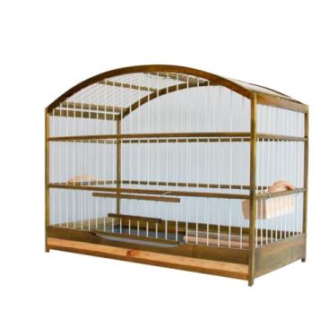 Imagem de Gaiola Para Passarinho em Madeira, Para Passeio, Trinca Ferro, Com Coxo Lateral, Rossa Verde