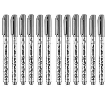 Imagem de Tvoip Canetas marcadoras de tinta – Pacote com 12 marcadores permanentes à base de óleo, ponta média, secagem rápida e à prova d'água, marcadores de cores sortidas para assinatura, confecção de