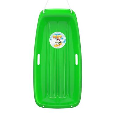 Imagem de AGPTEK 35 pol. durável downhill Sprinter tobogã neve trenó para crianças meninos meninas adultos com alças integradas e corda de puxar, Verde, 89*43*10.8CM;