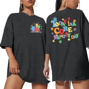 Imagem de Camiseta Today is A Core Memory Day feminina inspirada nas férias mágicas camisetas tamanho grande para viagens de amigos, Cinza escuro, GG