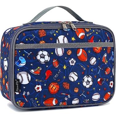 Imagem de FlowFly Lancheira infantil com isolamento térmico, mini bolsa térmica de volta às aulas, kit de refeições para meninas, meninos, futebol
