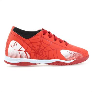 Imagem de Chuteira Dray Futsal Marvel 4504 Homem-Aranha Vermelho e Branco - Infantil-Unissex