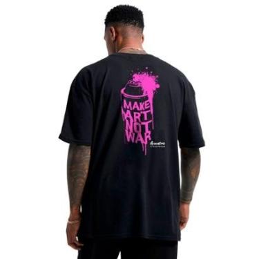 Imagem de Camiseta Oversized Preta Make Art Not War Rosa-Masculino