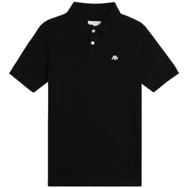 Imagem de AEROPOSTALE Camisa polo para meninos - Camisa polo piqué de manga curta de ajuste clássico - Camisa de golfe elástica confortável para meninos (4-16), Preto, 8