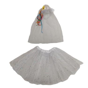 Imagem de Kit Noiva Brilho Fantasia Caipira Junina Tiara Veu Saia Tule Quadrilha Despedida Solteira Casamento Carnaval Bloquinho