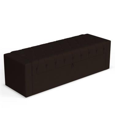 Imagem de Calçadeira Báu King Size Atena 195cm Capitonê Suede Marrom - Desk Design