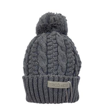 Imagem de Gorro de Tricô Para Meninos Com Pompom Cinza Claro-Masculino