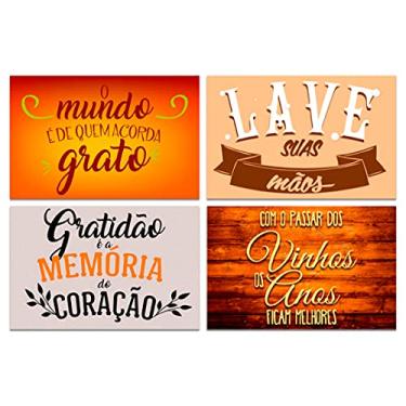 Imagem de Kit 4 Placas Decorativas Motivacional Frases Mdf 20x30 cm