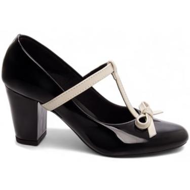 Imagem de Torricella, Sapato Social Scarpin Scarpan Salto Médio Alto Grosso Boneca Feminino 7 cm Torricella Cor:Preto;Tamanho:38