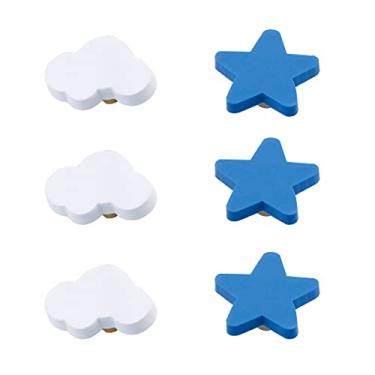 Imagem de Skyscraper Puxadores de borracha macia em forma de desenho animado para crianças meninas meninos puxadores de armário puxadores de gaveta para armários de quarto de crianças, armários, caixa organizadora de brinquedos, estante de livros, 6 peças/conjunto (estrela + nuvem)