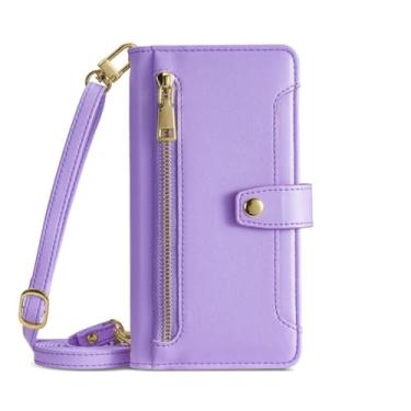 Imagem de Capa carteira com zíper para samsung note 20 ultra 10 plus, capa multi espaços para galaxy s10 s9 s8 s7 s6 edge plus, roxa, para s10 lite