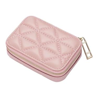 Imagem de harayaa Estojo de batom com espelho para bolsa portátil, durável, porta batom, bolsa de maquiagem de viagem para mulheres, presente de ano novo, ROSA