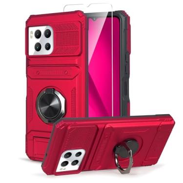 Imagem de Thousandgear Compatível com T-Mobile Revvl 7 Pro 5G com protetor de tela de vidro temperado, protetor de corpo inteiro [grau militar], capa magnética para suporte de anel para carro (vermelha)