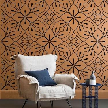 Imagem de Estêncil muçulmano de flor de 60 cm, linha fina, Gatsby, damasco, vintage, retrô, luxuoso, para paredes, modelo grande, reutilizável, decoração, piso, azulejo, padrão de móveis, mandala, nicho,
