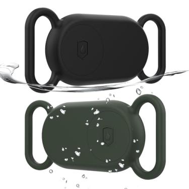 Imagem de Rzttwl Pacote com 2 coleiras de cachorro à prova d'água compatíveis com Samsung Galaxy SmartTag 2, rastreador GPS de silicone oculto para Samsung Tag 2, capa antiperda para coleira Smart Tag 2 (preta,