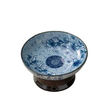 Imagem de Prato de cerâmica com pés altos bandeja decorativa redonda de frutas sobremesa lanches, bandeja de refresco, suporte de bolo, pratos, utensílios de mesa, ornamento