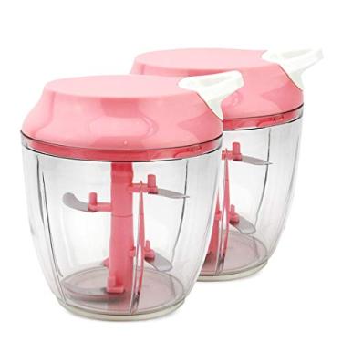 Imagem de KIT 2 Processadores Trituradores Manual 5 Lâminas 900ml Rosa