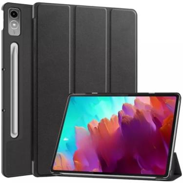 Imagem de Waillynice Capa para tablet inteligente com suporte triplo para Lenovo Xiaoxin Pad Pro 12,7 polegadas 2023 TB-370FU, para Lenovo Tab P12 Capa 12 7 (preta, Xiaoxin Pad Pro 12.7)