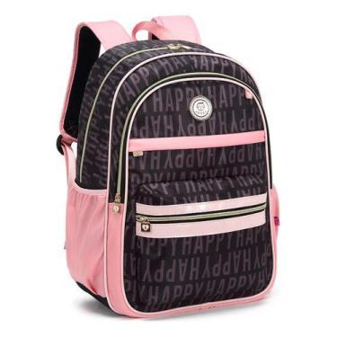 Imagem de Mochila Escolar Feminina Happy Reforçada P/ Notebook Moderna - D'PRESE