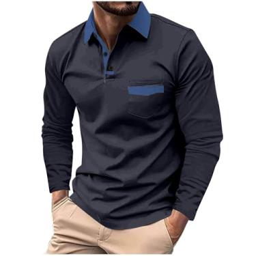 Imagem de Pulôver masculino de manga comprida gradiente atlético, moderno, confortável, casual, blusa clássica de outono para trilhas, camiseta diária, Y3-Azul-marinho, M