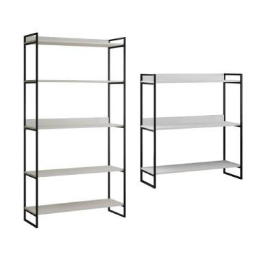 Imagem de Kit Industrial Estante Guaecá 180x95 E Aparador Industrial 3 Prateleir