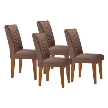 Imagem de Cadeira Sala de Jantar Londrina Madeira Kit 4 Un Capuccino - Veludo Ca