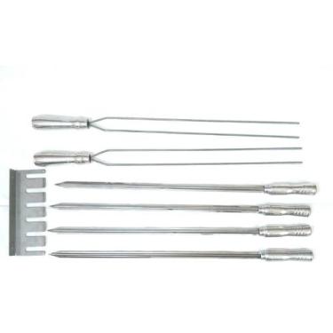 Imagem de Conjunto de Espeto para churrasco em inox com porta espeto - Plenitude