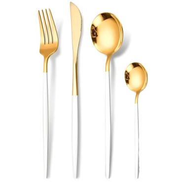 Imagem de Jogo De Talheres Faqueiro 4 Peças Aço Inox Colher Garfo Faca Colher De