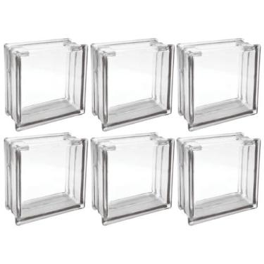 Imagem de Kit 6 Bloco De Vidro Incolor Com Furo 19X19X8 Tradestar