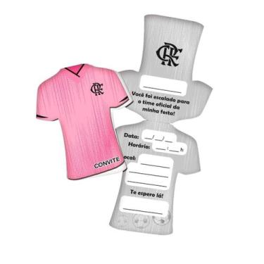 Imagem de Convite Camisa Decorativo Festa Flamengo Rosa Festcolor 8Un
