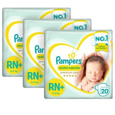 Imagem de Kit Fralda Pampers Premium Care Recém Nascido Plus com 60 unidades - 3