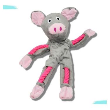 Imagem de Brinquedo Corda Pelúcia Para Cães Porquinho Fofo Interativo Com Barulh