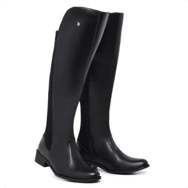 Imagem de Bota Feminina Montaria Over Cano Longo Neoprene Myrol Outlet, 37, Pret