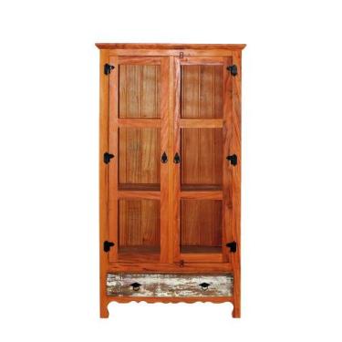 Imagem de Cristaleira Rustico Armario 2 Portas 1 Gaveta Madeira de Demolição Per