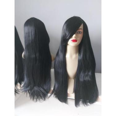Imagem de Peruca, wig, preta, lisa, futura, 75cm, com franja - juperucas