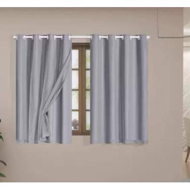 Imagem de Cortina Bella Janela Curta Voil com Forro 2,60 x 1,70 larg -cinza Bell