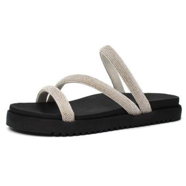 Imagem de Sandalia Papete Feminina RR Botas Tiras Com Strass Pedraria Brilho Ana